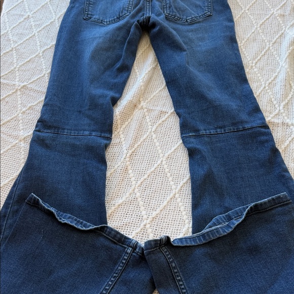 Free People Penny Pull-On Flare Jeans in a dark wash denim - Picture 8 of 9